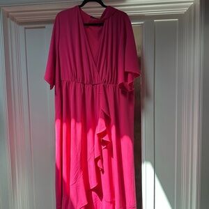 Elegant Pink Wrap Dress
